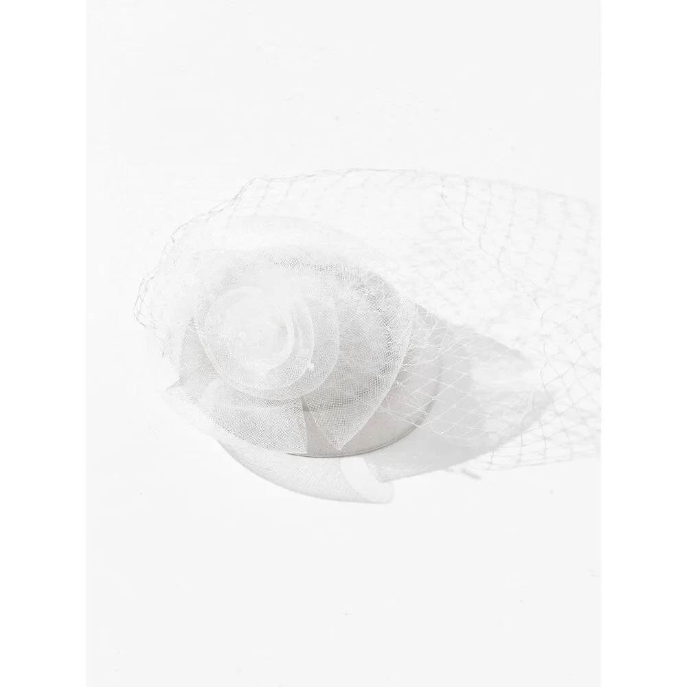 🤍 Pinup Accessory 1950s Retro Vintage Fascinator Bridal White Pillbox Veil Hat